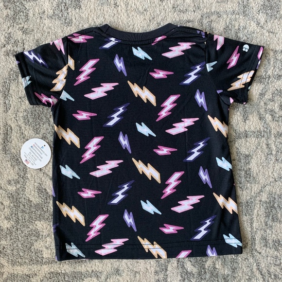 NWT Dot Dot Smile T-Shirt, ⚡️ Colorful Lightning bolts on Black ⚡️ , Size 6 - Picture 3 of 4